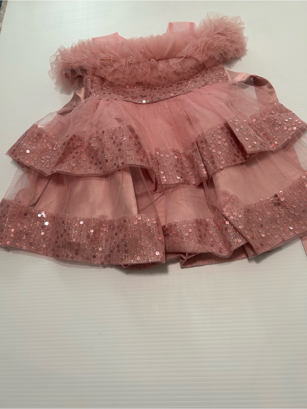 Toddler Pink Tulle Sequin Party Dress - Brand